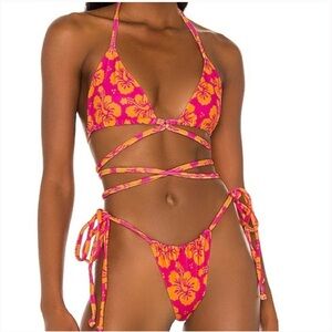 Frankie’s Bikinis - Terry hibiscus honey print (Medium)